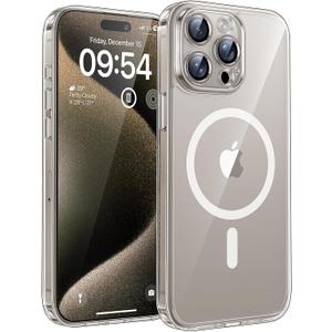 TOCOL Magnetic for iPhone 15 Pro Max Case, Upgraded Full Camera Protection, Compatible with Magsafe, Drop Protection, Translucent Matte Back Bumper Phone Cover 6.7-InchAlpine Clear