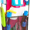 Essentially Yours Pool Equipment Holder with Towel Drying Bars, Mesh Rolling Pool Storage Organizer Bin, Extra Large with Towel Hanger, (34.5" W x 25" L x 62.6" H), Brown Style 418566