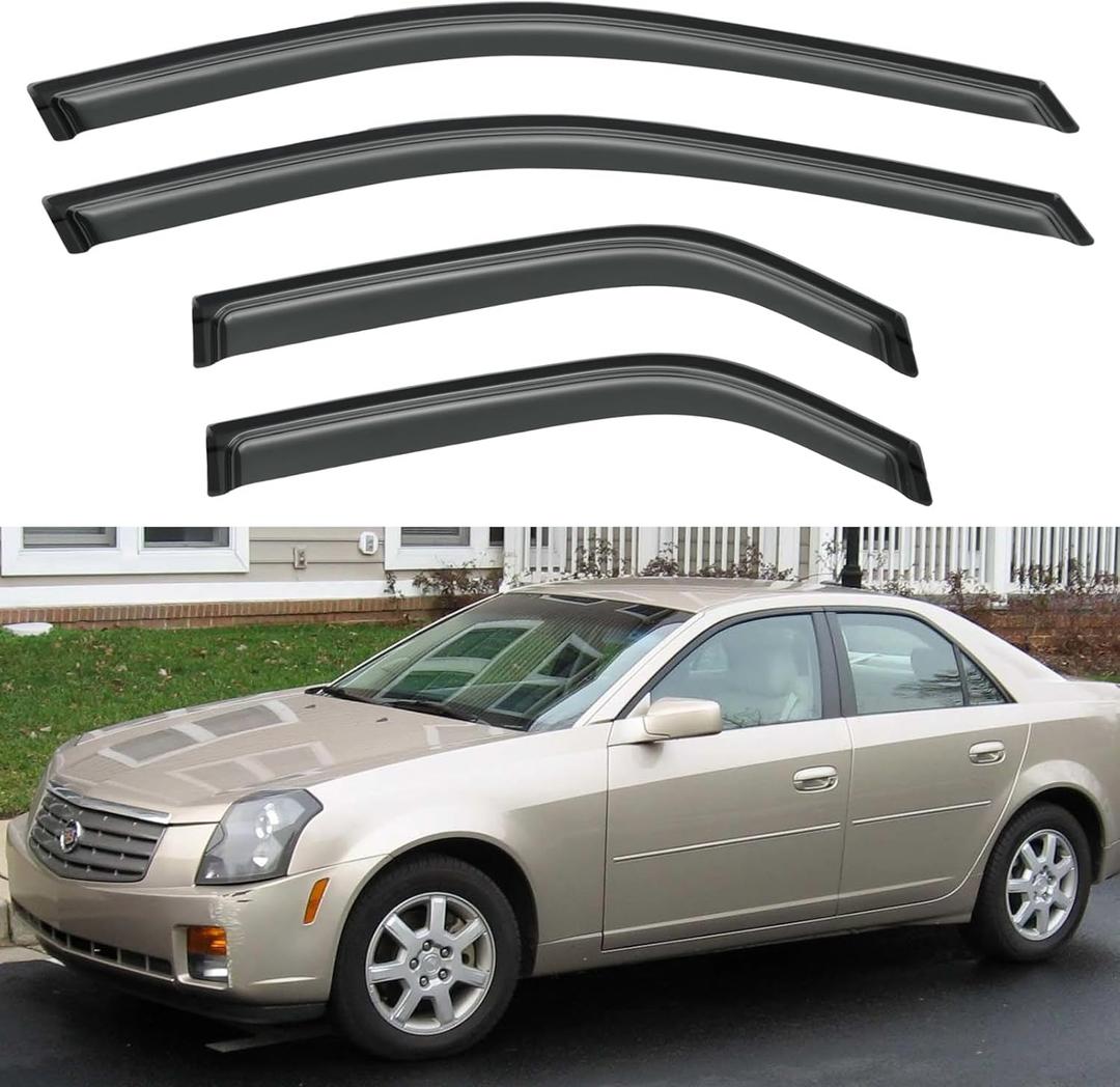 Window Visors Rain Guards Shield for 2003-2007 Cadillac CTS, Out-Channel Window Vent Wind Deflectors Visors Shades for 03-07 Cadillac CTS