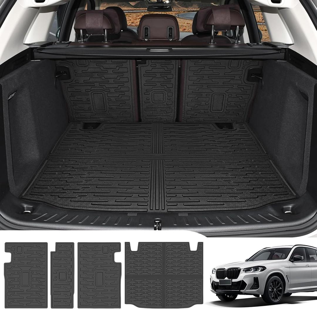 Cargo Mat Fit for 2018-2023 BMW X3 G01 Cargo Liner TPE Trunk Mat Anti-Slip Trunk Floor Liner for BMW X3 Accessories(Cargo Mat+Backrest Mat)