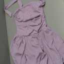 Women's Sexy Halter Corset Mini Dress Bubble Ruched Waist Club Party Dresses with Built-in Shorts Purple, M
