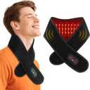 Neck Heating Pad for Pain - Heated Neck Wrap with Electric Massager, Cordless Heating Pad for Neck with 660nm & 850nm Red Light, Heated Neck Brace, 3000mAh, 3 Levels Heat & Massage