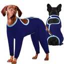 IDOMIK Dog Recovery Suit After Surgery,Long Sleeve Dog Surgical Onesie for Surgery, Soft Breathable Pet Pajamas Anti-Shedding, Adjustable Bodysuit Prevent Licking Wound, Cone Collar Alternative,Blue,3XL
