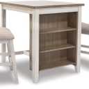 Signature Design by Ashley Skempton 3 Piece Counter Height Dining Set, Includes Table and 2 Barstools, Whitewash