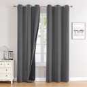 ChrisDowa 100% Blackout Curtains 72 inch Long for Bedroom with Black Liner, 2 Thick Layers Total Blackout Thermal Insulated Grommet Window Curtains 2 Panels Set (Grey, 42 x 72 Inch)