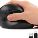 AUTLEY Ergonomic Mouse for Small Hands, 2.4GHz Optical Wireless Vertical Mouse, Less Noise, 800/1200/1600 DPI, 6 Buttons, Right Handed, for Laptop, PC, Computer, Mac, Black
