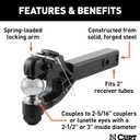 CURT 48006 Pintle Hitch with 2-5/16-Inch Trailer Ball, Fits 2-Inch Receiver, 16,000 lbs, 15-1/4-Inch Length