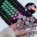 60pcs Keyboard Stickers for Long Nails, Clear Glass Bubbles, Protect Nail Art, No-Residue,Reusable Raised Keyboard Stickers, for Desktop Keyboards, External Keyboards, Calculators