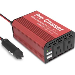 Pro Chaser 400W Power Inverters for Vehicles - DC 12v to AC 110v Car Inverter Converter, 6.2A Dual USB Charging Ports, Dual AC Adapter for Laptops Air Compressor