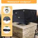 Square Fire Pit Cover 36x36x24 Inch - Heavy-Duty Taped Seam Waterproof, Windproof Drawstring & Buckle Strap, Black