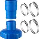 Enhon 1 Pack Pool Vacuum Hose Adapter Kit, Compatible with Intex Adapter B, 1 1/2 inch Rubber Skimmer Hose Connector with 4 Stainless Steel Clamp for Above Ground Swimming Pool Vacuum Surface Skimmer