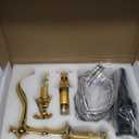 GGStudy 2 Handles 3 Holes Faucet Widespread Bathroom Sink Faucet Polished Gold Basin Tap Mixer Supply Hose Included Matching Metal Pop Up Drain