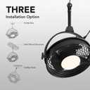 20" Outdoor Ceiling Fan with Lights, Waterproof Gazebo Hanging Fan with Remote Control, Plug in Caged Ceiling Fan with 3CCT Dimmable 6-Speeds for Patio Porch Pergola