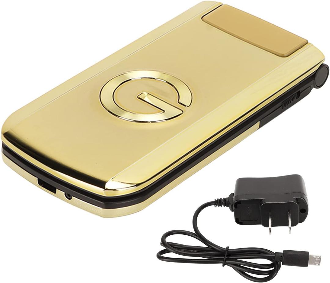 Zyyini G9000 Unlocked Flip Phone, 2.4inch Big Buttons Big Fonts Flip Mobile Phone for Seniors, Dual SIM, Volume Speaker, with LED Flashlight, 4800mAh Battery, Gold