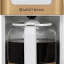 West Bend Timeless 12-Cup Programmable Coffee Maker with Brew Strength Selector for Hot and Iced Coffee, Includes 1-4 Cup Brew Option and Permanent Filter