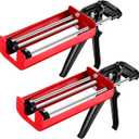 2 Pack Dual Caulking Gun 12" Dual Cartridge Epoxy Gun 400 ml /13.5 Fl oz (1:1) Stainless Steel Manual Caulking Guns for Bond Adhesive Cartridge Applicator
