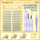 Natural Lash Clusters Kit 8-12MM Short Cluster Eyelash Extensions Kit Clear Band Cluster Lashes Wispy Eyelash Clusters CC-Curly Fluffy Individual Lashes with Lash Bond and Seal for Easy Application