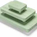 Maitys 3 Pcs Wooden Risers for Display Pedestal Stand Wooden for Decor Farmhouse Vintage Rustic Stackable Kitchen Stand Tray Riser, Spring Home Refresh, 3 Sizes(12 x 6.7, 8 x 4.7, 4 x 2.8 in,Green)