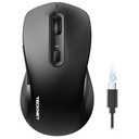 TECKNET Rechargeable Bluetooth Mouse, [ USB + BT5.0 + BT3.0 ] Wireless Mouse, Ergonomic Design, Silent Click, 6-Level 4800 DPI Wireless Mice, 3-Device Switching for Laptop, Computer, MacBook（Black）