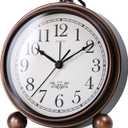 AYRELY® 5.3" Vintage Analog Alarm Clock, Battery Operated Metal Desk Clock, Retro Table Clock with Light for Living Rooms, Bedrooms, Shelf, Home Decor (Black)
