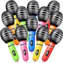 Sumind 30 Pcs Inflatable Microphones 9.4 Inch Blow up Plastic Fake Microphone Props Toys for Karaoke Musical Concert 80s 90s Singer Birthday Party Cosplay Stage Decoration Supplies(Bright Color)