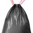 Small 4 Gallon Trash Bags for Bathroom & Bedroom, Drawstring Garbage Bags for Office Desk, Vanity, Pack of 83, 43x46cm, 4.05g/pcs, Unscented, Black