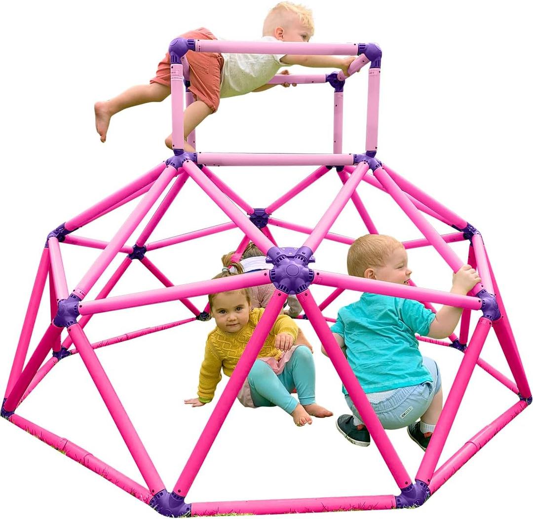 Eezy Peezy Climber with Top - Active Indoor Outdoor Play Set Climbing Dome Equipment Toys - Fun for Kids Ages 3 to 6 Years Old, Pink