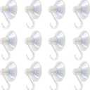 1st Choice Clear Plastic Suction Cup Hooks, 12 Pack Ultra Heavy Duty Power Lock Vacuum Traceless Smooth Waterproof Oil-Proof Wall Shower Kitchen Window Bathroom Holder