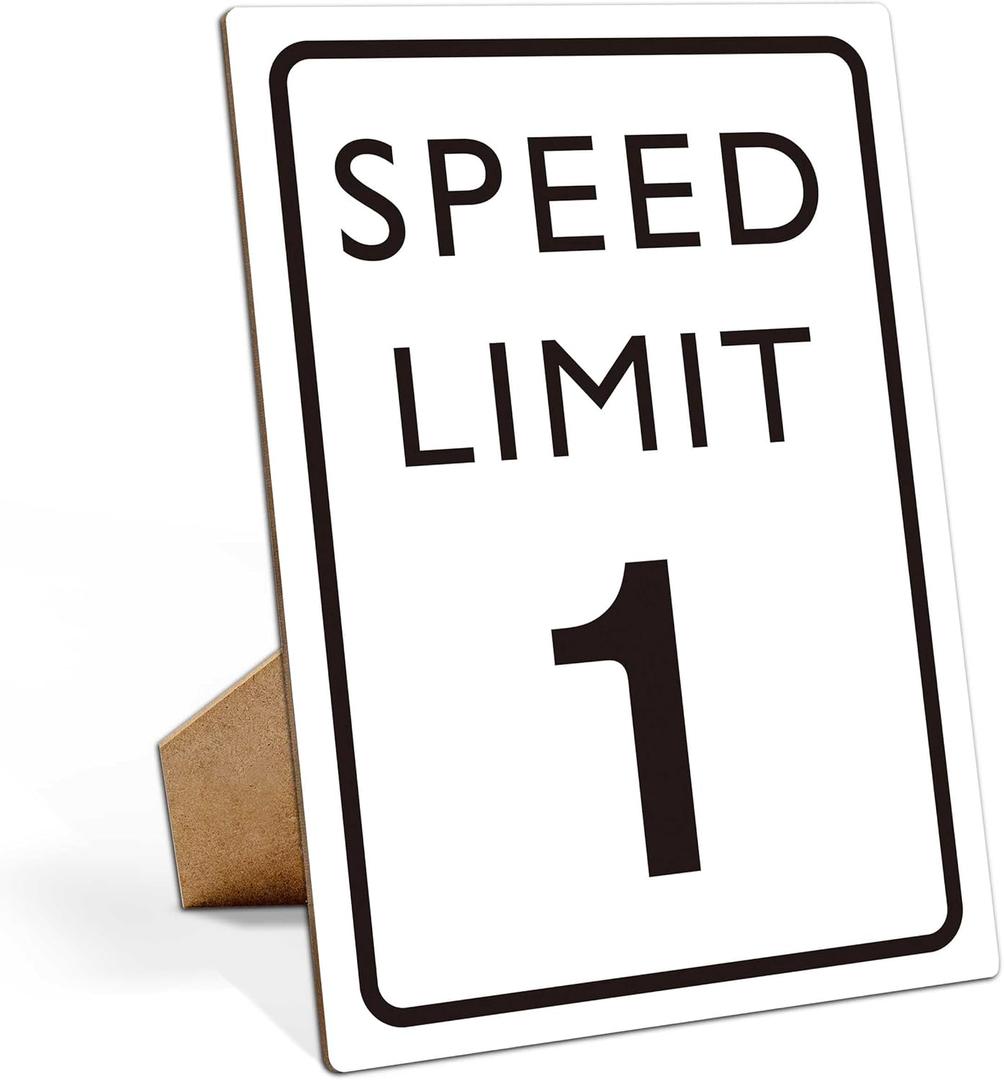 Race Car Birthday Decor, Speed Limit Sign, Fast One, Race Car Birthday Party Decorations, 811 Wooden Play Sign with Stand, Let's Go Racing Party Supplies for Boy Race Fans - LP062