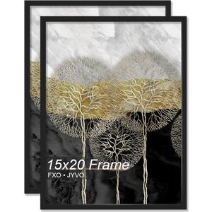 15x20 Picture Frame Set of 2 for Photo Poster Horizontally/Vertically | Black Light Weight and High Transparent 15 x 20 Frame for 15by20 Pciture Wall Mount(2 Packs|Black|15x20)