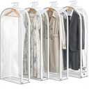 50inche Clear Garment Bags – 4 Pack Hanging Garment Bags for Closet Storage, Durable PVC with Single Zipper Puller, Transparent Clothes Cover for Suits, Dresses, Coats & More, Dustproof & Waterproof