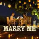 Marry Me Light Up Letters, Will You Marry Me Sign Decorations, Battery Operated Warm White Decorative LED Marquee Letter Lights for Wedding, Proposal Party, Romantic Table Decorations