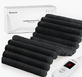 Bwarm Electric Heating Pads for Cramps Shoulder Knee Heated Pad for Back Neck Hot Pad for Arms and Legs Fast Heating with 6 Heating Levels 2 Hours Auto-Off Christmas Gifts for Women (Black, 12''24'')