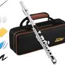 Eastar Piccolo Instrument for Beginners Students, Key of C Flute, Resin, Hard Case, Cleaning Kit, Gloves, 2-Piece, Black, EPC-3S