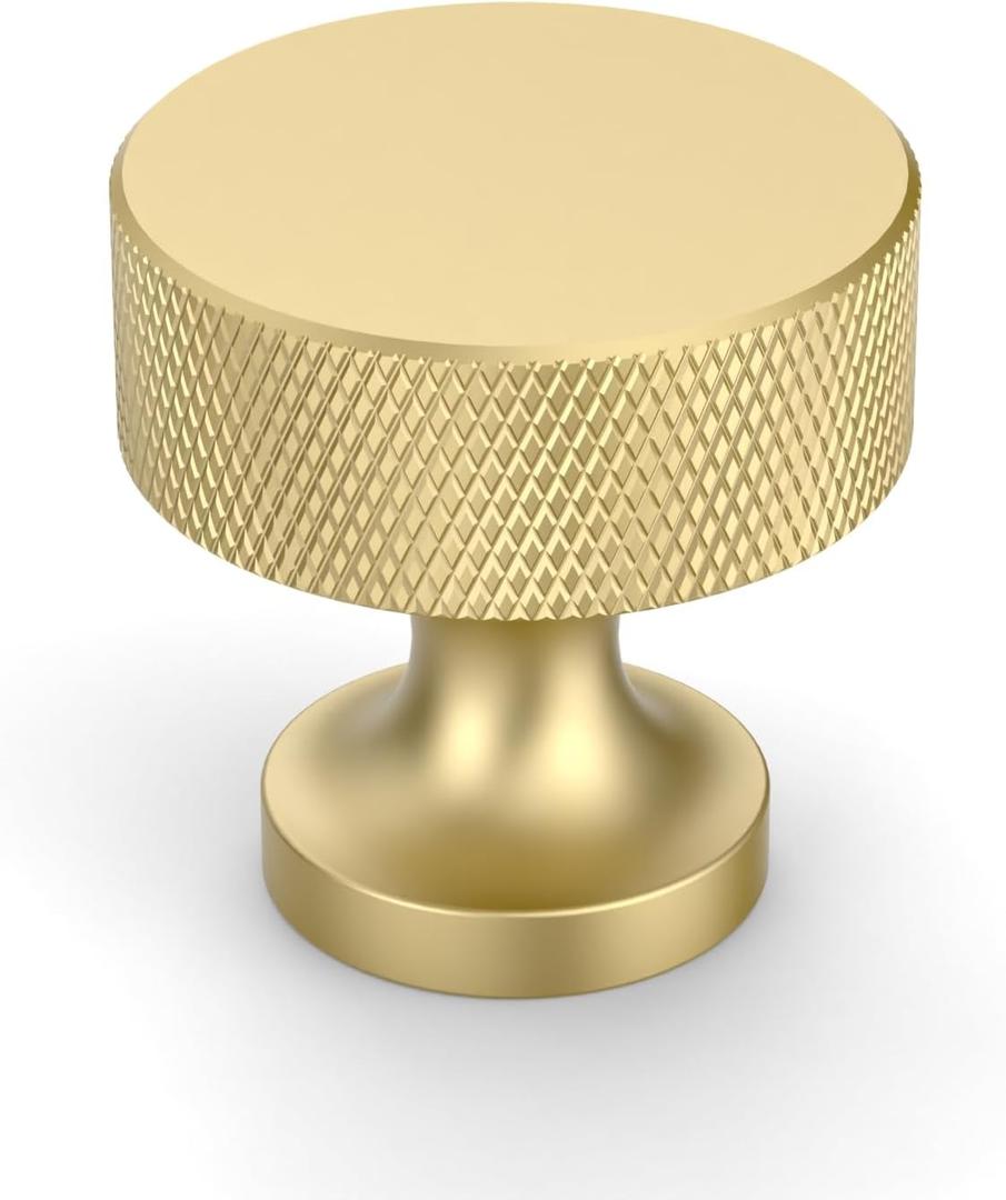 20 Pack Gold Cabinet Knobs - 1-1/5" (30mm) Drawer Knurled Kitchen Cabinet Hardware CK0072