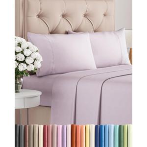 Twin XL 4 Piece Sheet Set - Comfy Breathable & Cooling - Soft Hotel Luxury Bedding Set with 8-16 Inch Deep Pockets - 1 Flat & 1 Fitted Sheet & 2 Pillowcases - Wrinkle Free & Easy Care - Light Lavender