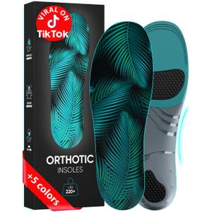 CRUVHEAL 220+ lbs Plantar Fasciitis High Arch Support Insoles Men Women - Orthotic Shoe Inserts - Boot Work Shoe Insole (S, Aqua) | S(Men 6.5-8.5/Women 7.5-9.5)