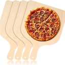 4 Pcs Wood Pizza Peel, 12 Inch Natural Cutting Board with Handle Large Cutting Board Pizza Spatula Paddle for Restaurant Baking Homemade Bread Fruit Vegetables Cheese