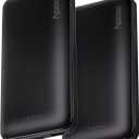 Miady 2-Pack Portable Charger, Slim 10000mAh Power Bank Travel Battery Pack | Dual USB丨3 Outputs 2 Inputs丨for Backpack Travel Camping丨Slim丨Compatible with iPhone Android etc丨Flight-Safe丨37Wh丨Black+Black