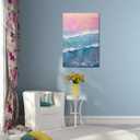 Vintage Tropical Surf Wall Art Pink Blue Beach Summer Coastal Painting Surfing Canvas Print Aesthetic Poster for Home Living Room Bedroom Dorm Apartment Decor 24x36inch Unframed