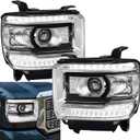 Headlight Clear Lens LED Daytime Running Lamps for GMC Sierra 1500 14-18