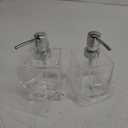 Clear Acrylic Reusable Kitchen & Bathroom Hand Sanitizer Dispenser with Rust Proof Stainless Steel Pump, Square Soap Dispenser Set | 12 oz, 2 Pack