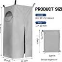 600D Privacy Tent for Boat, Heavy Duty Hanging Changing Room for Bimini Top with Storage Bag, Portable Privacy Station for Pontoons (27" W x 30" D x 72" -84" H) (Gray)