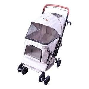 FOURPAW Reversible Pet Stroller (4 Wheels for Cats and Dogs) for Small and Medium Pets up to 33 lbs.Khaki