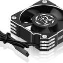 RC Cooling Fan 1/10 35mm 21000RPM 8.4V Aluminum ESC Motor Cooling Fan Heatsink for RC Car 1/8 1/10 Scale 3650,3660,3670 Brushless Motor (Black+Silver)