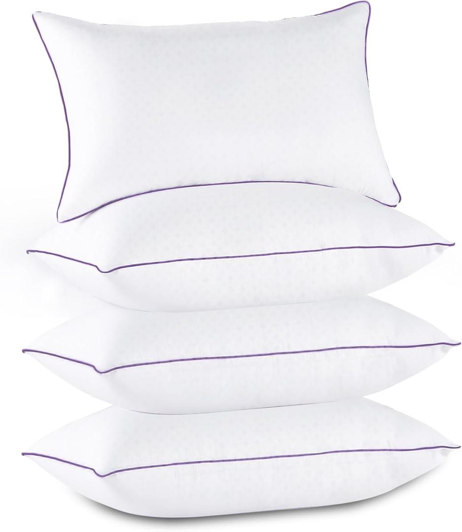 JOLLYVOGUE Pillows Queen Size Set of 4, Washable Supportive Bed Pillows with Super Soft Down Alternative Fill, Luxury Fluffy Hotel Quality for Side, Back, and Stomach Sleepers
