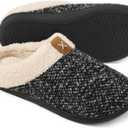 ULTRAIDEAS Men's Slip On Slippers, Sherpa Lined House Shoes with Memory Foam for Indoor Outdoor, Machine Washable (9-10, Upgrade Grey)