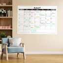 4 x Large Dry Erase Calendar for Wall - Undated 1 Month Big Wall Calendar, 40" x 30", Erasable & Reusable Laminated Calendar with 8 Round Stickers, Great Layout Wall Calendar Dry Erase - Grey