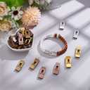 PandaHall 32 Sets 10mm Leather Cord End Clasp 4 Colors Tibetan End Lock Rectangle Jewlery Clasps for Bracelet Necklaces Jewelry Making