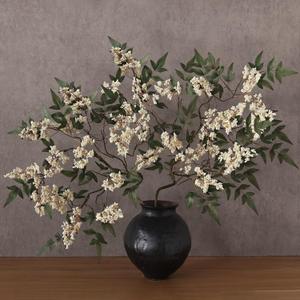 Juxdp 36" Artificial Nandina Berry Stem for Vase - 4 Pcs Realistic Faux Berry Spray, Fake Plant Branches with Stems for DIY Bouquet, Shower, Mantel, Home Decor (Cream)